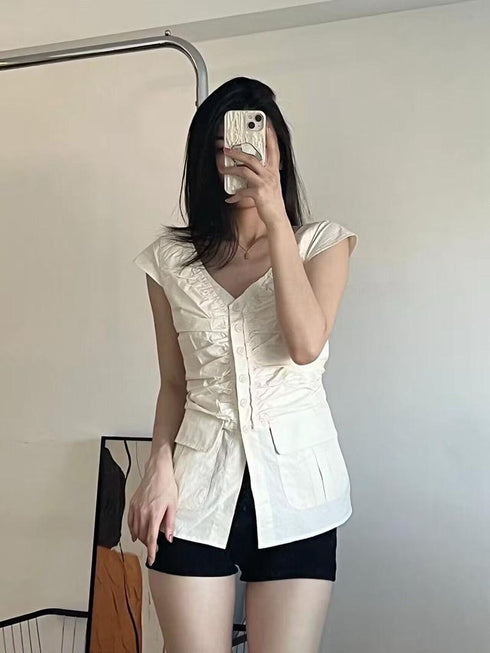 MATINEE Runched Tops With Detachable Strap